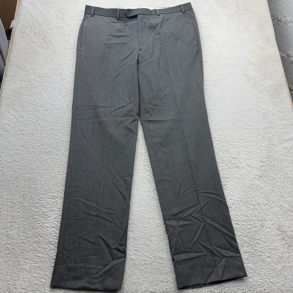 Brooks Brothers Madison Fit Mens 40x34 Grey 100% Wool Flat Front Dress Pants
